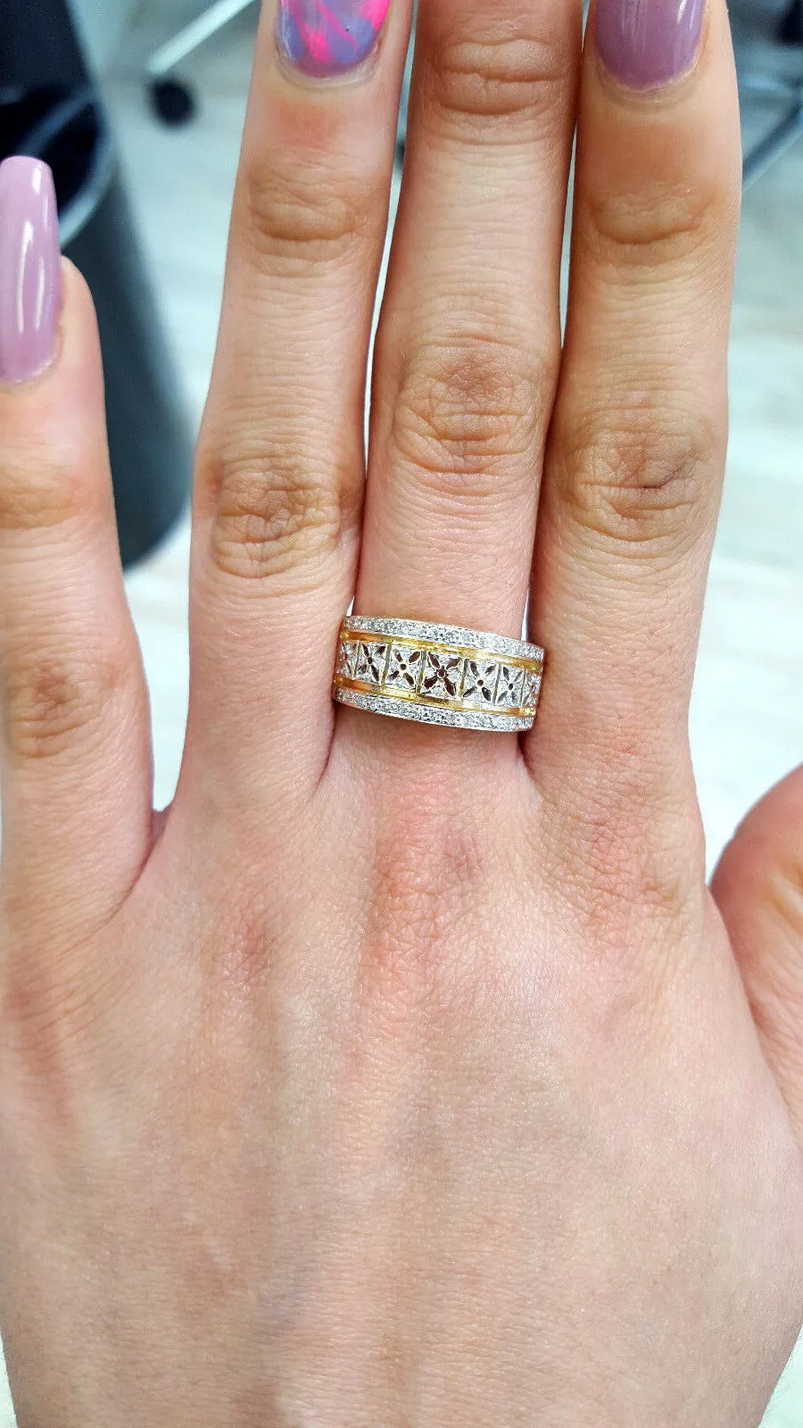 Diamond Band 14k Gold Ring Natural Round Brilliant 0.60 CTW G Color SI2 Clarity