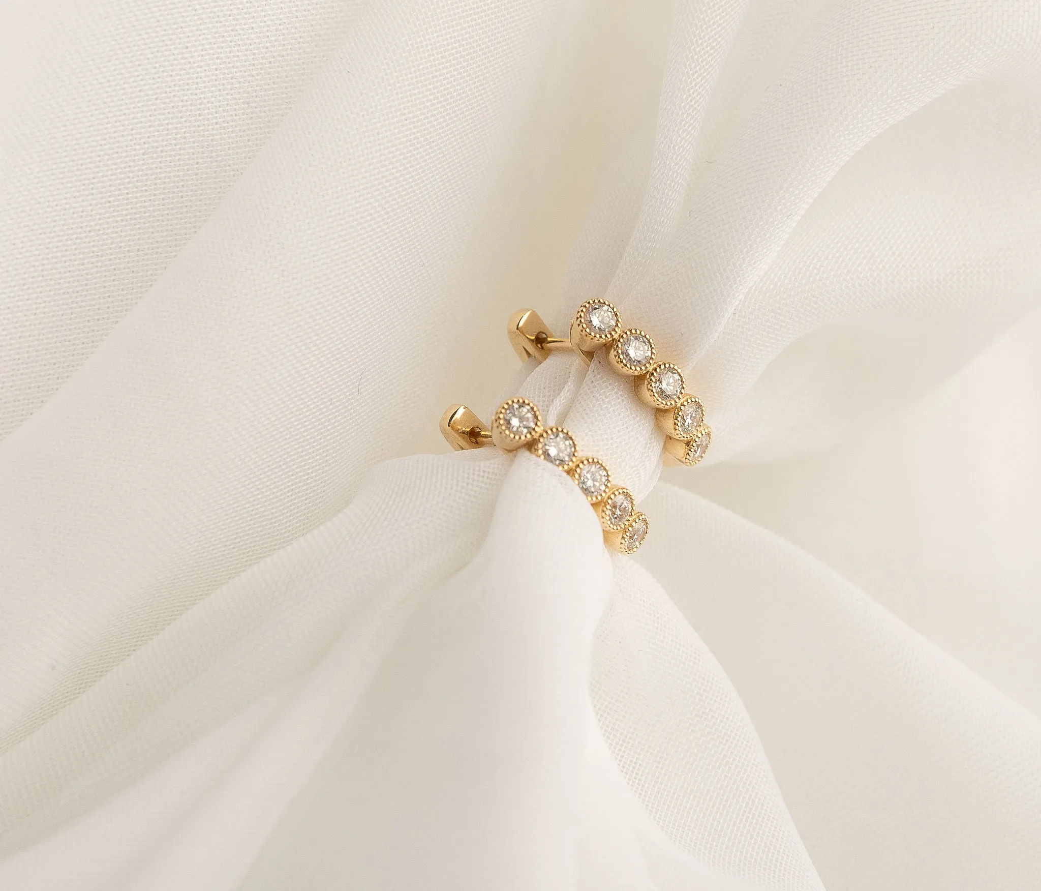 Diamond Bezel Huggie Hoops