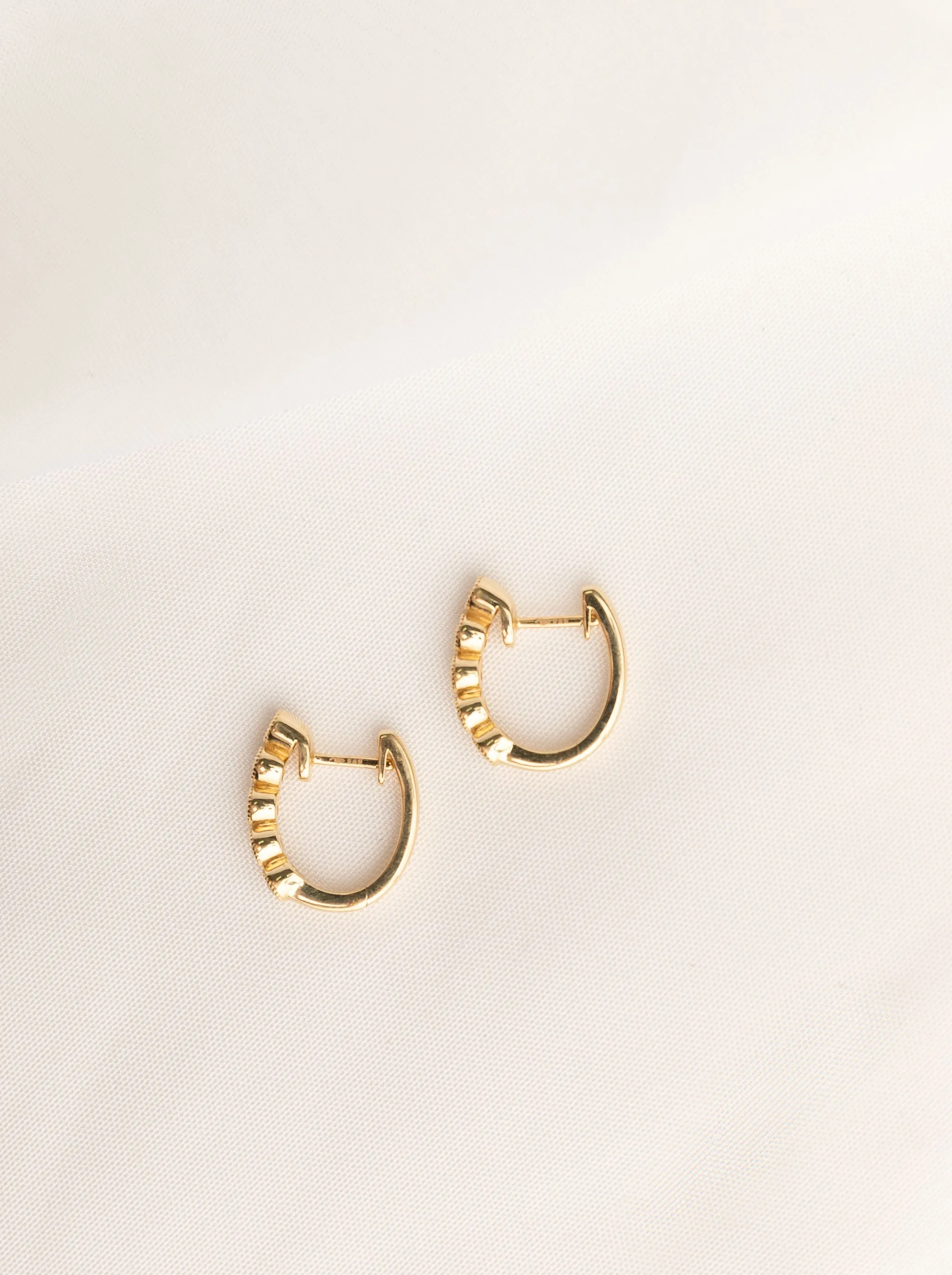 Diamond Bezel Huggie Hoops