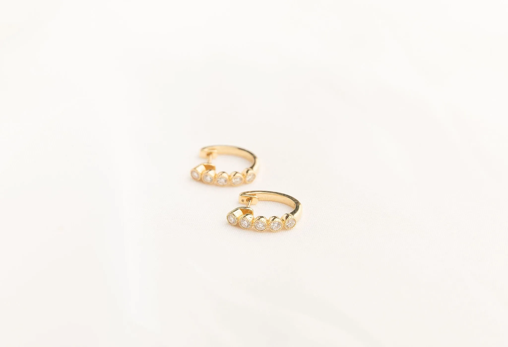 Diamond Bezel Huggie Hoops