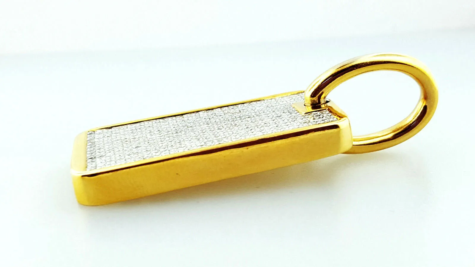 Diamond Gold Bar Necklace 14K Yellow Gold Princess Cut Tag Pendant 14.50 CTW