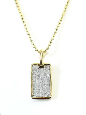 Diamond Gold Bar Necklace 14K Yellow Gold Princess Cut Tag Pendant 14.50 CTW