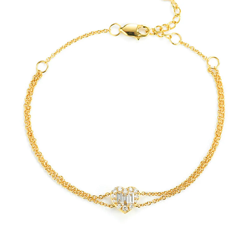 Diamond Heart Double Strands Bracelet