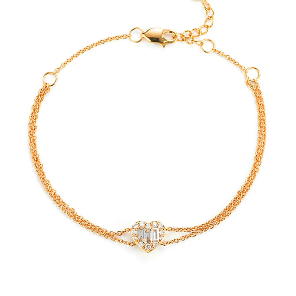 Diamond Heart Double Strands Bracelet