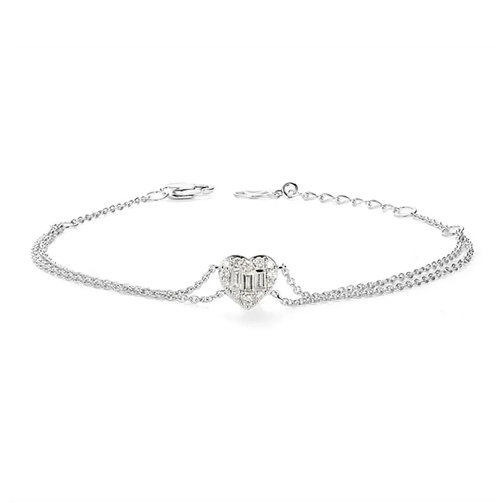 Diamond Heart Double Strands Bracelet