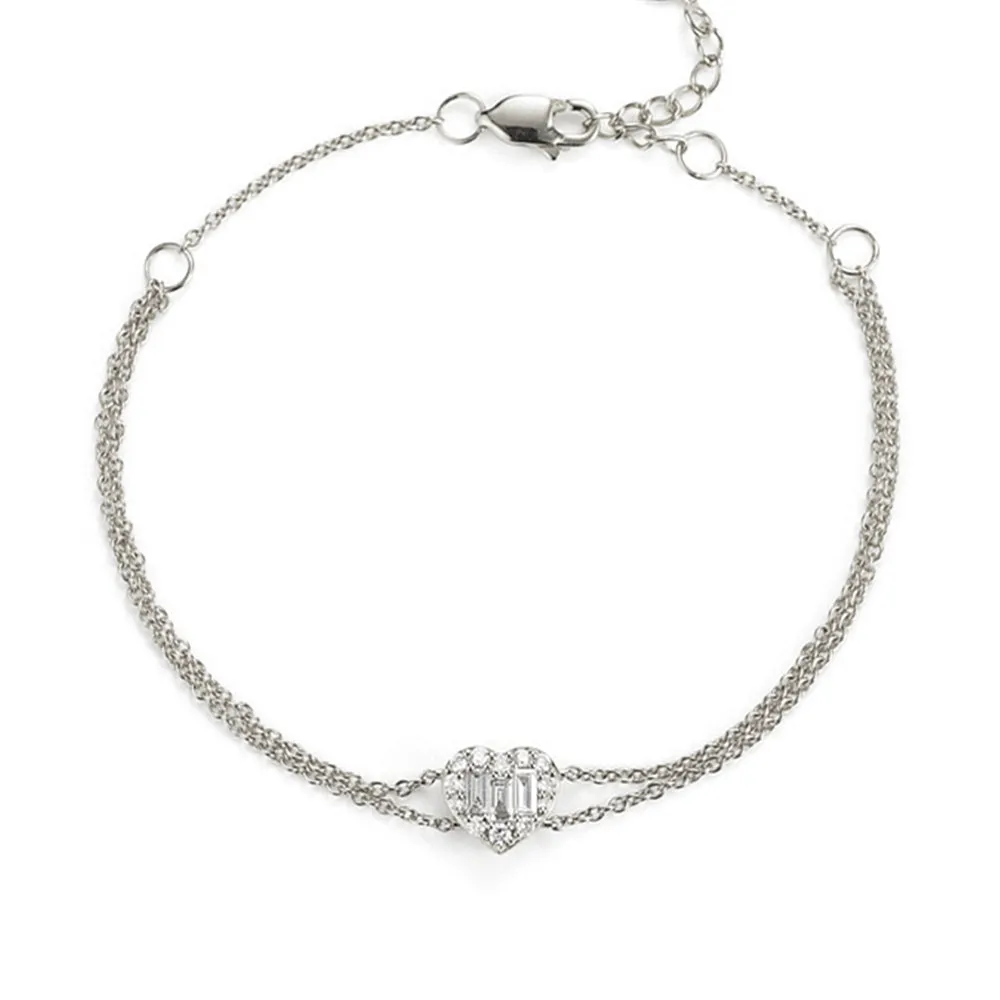 Diamond Heart Double Strands Bracelet