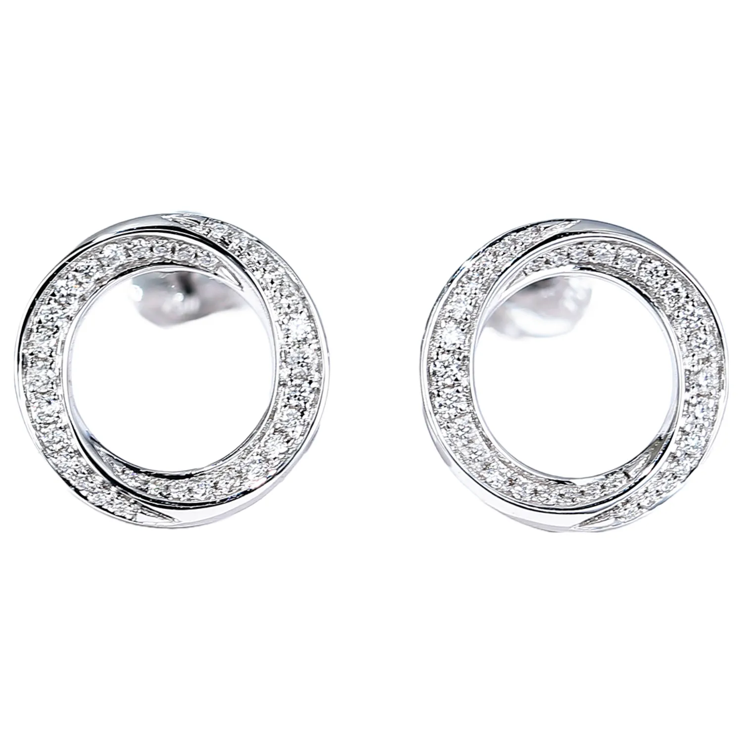 Diamond Mobius Circle Stud Earrings