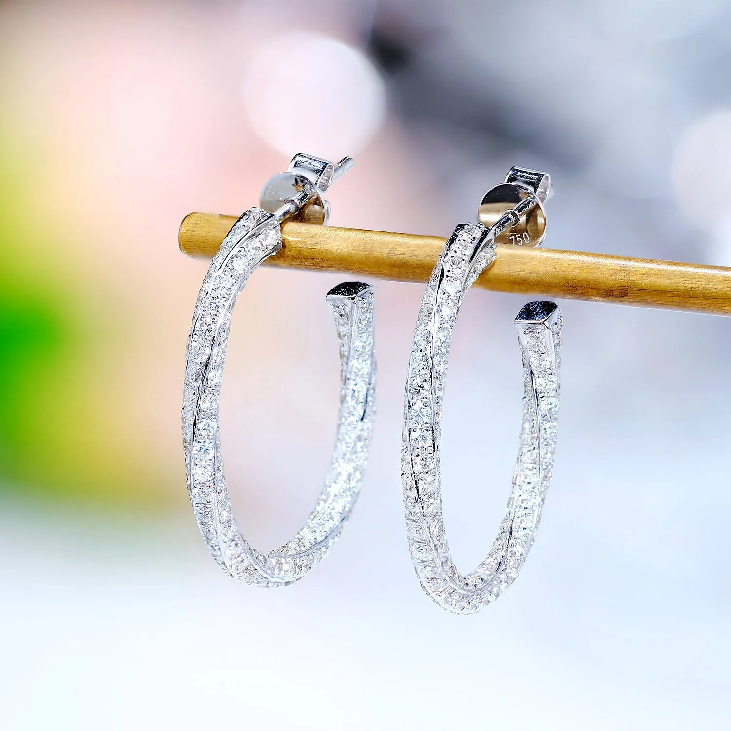 Diamond Mobius Strip Hoop Earrings