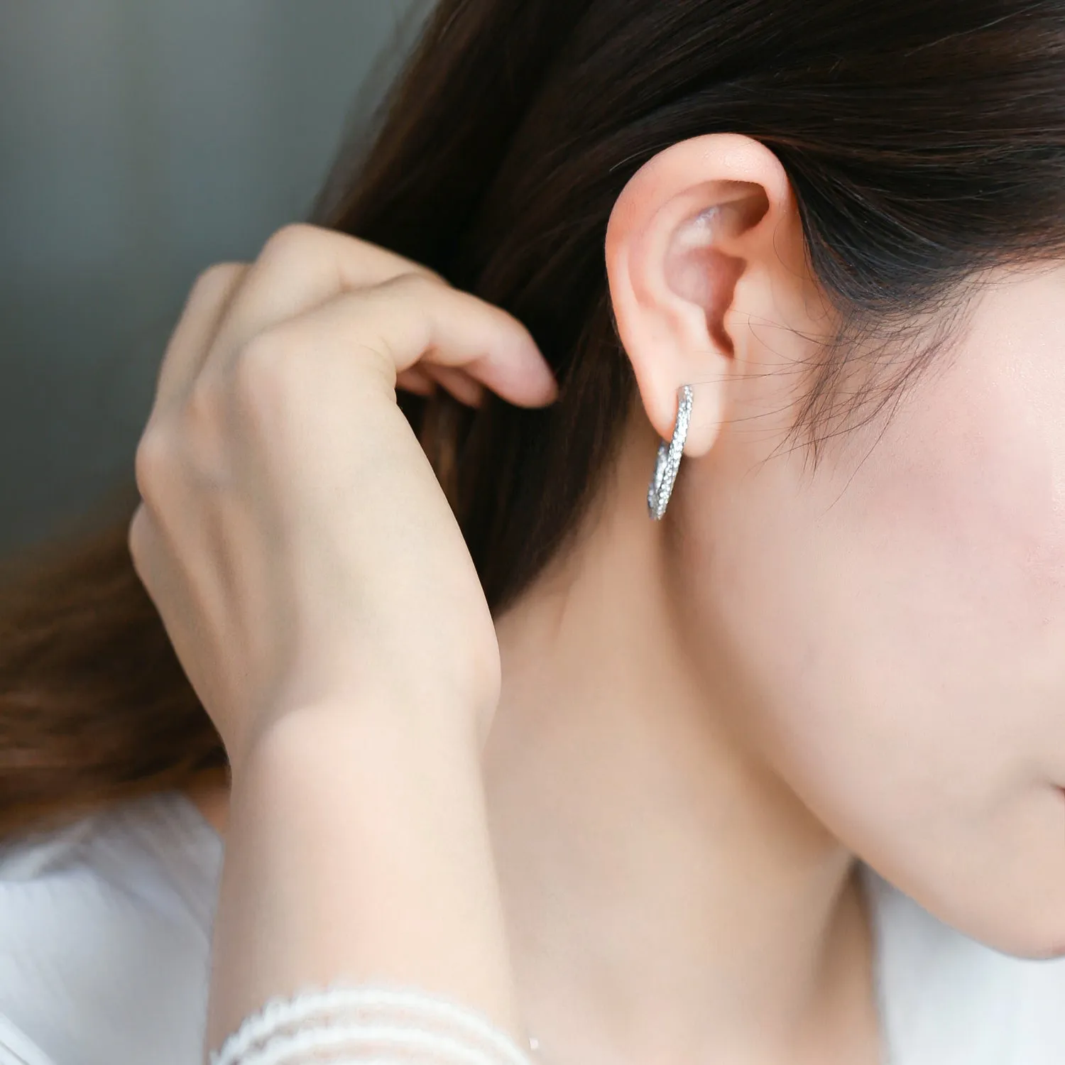 Diamond Mobius Strip Hoop Earrings