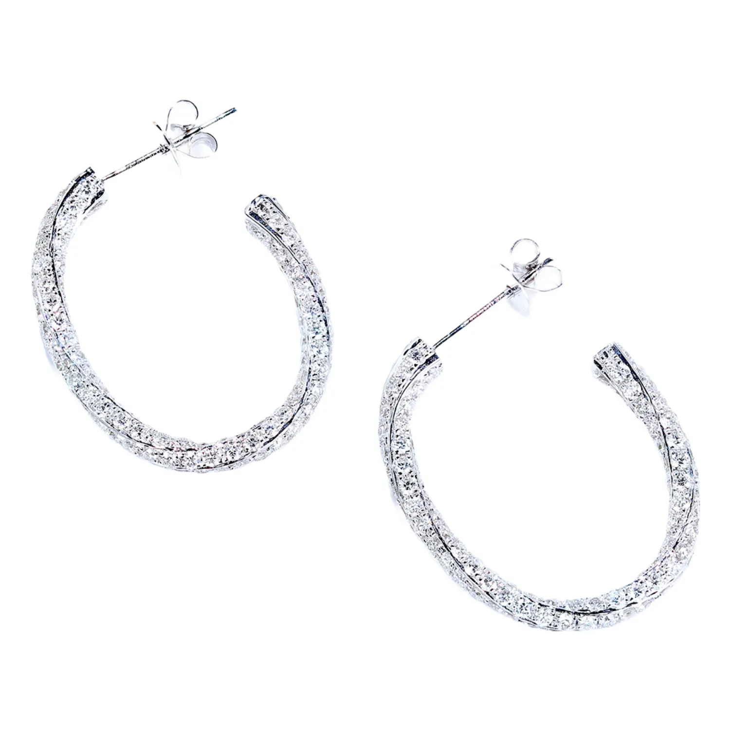 Diamond Mobius Strip Hoop Earrings