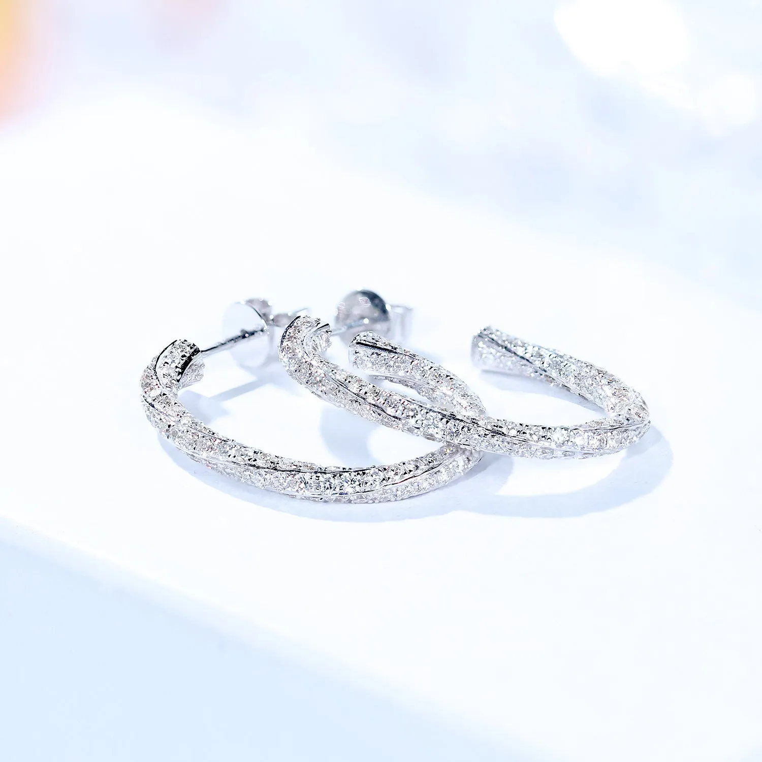 Diamond Mobius Strip Hoop Earrings