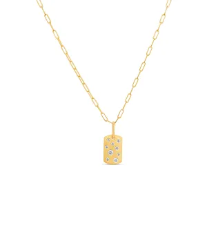 Diamond Scatter Dog Tag Necklace