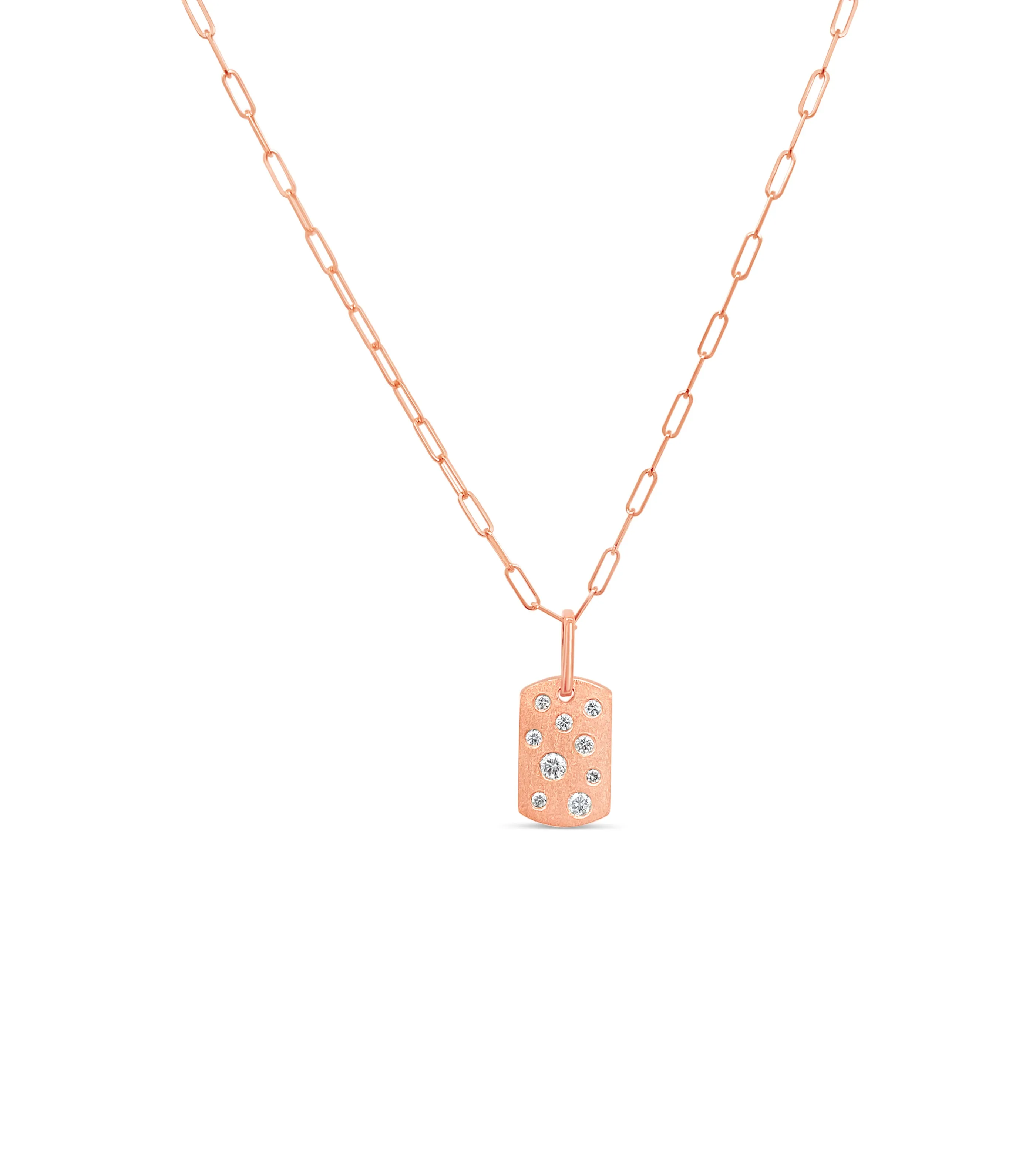 Diamond Scatter Dog Tag Necklace