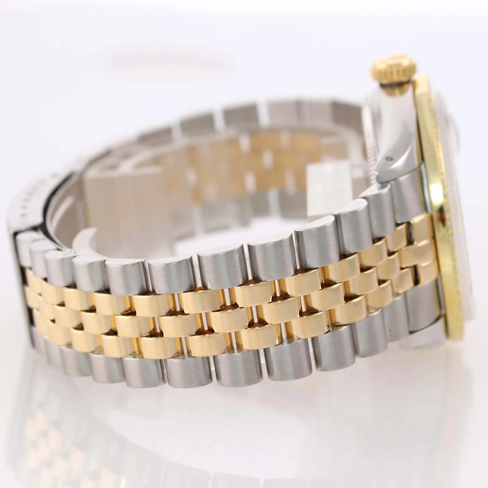 DIAMONDS Rolex DateJust 16013 MOP Diamond Bezel Two Tone Gold Jubilee Watch