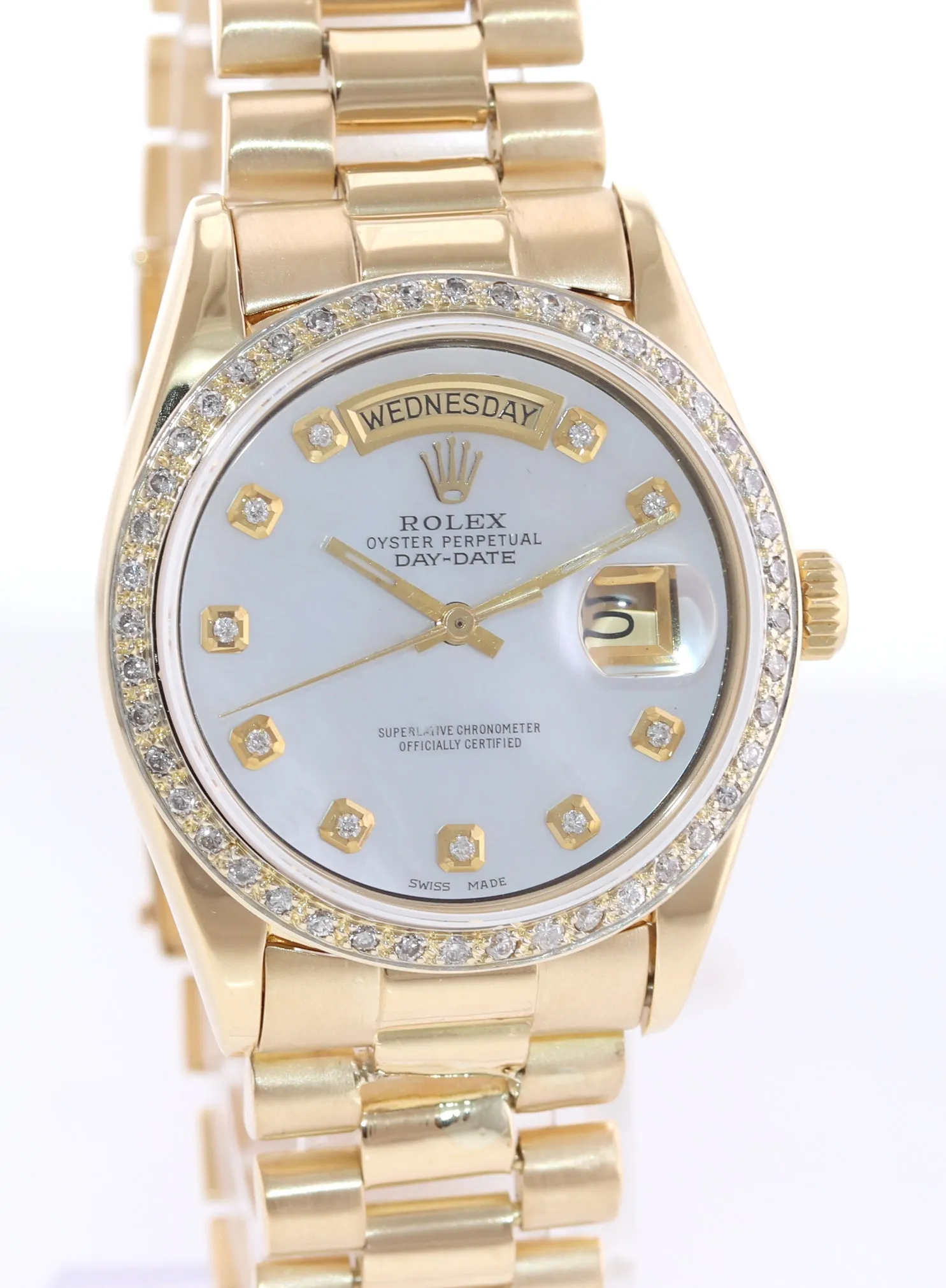 DIAMONDS Rolex Day-Date President 1803 18k Yellow Gold MOP Diamond Watch