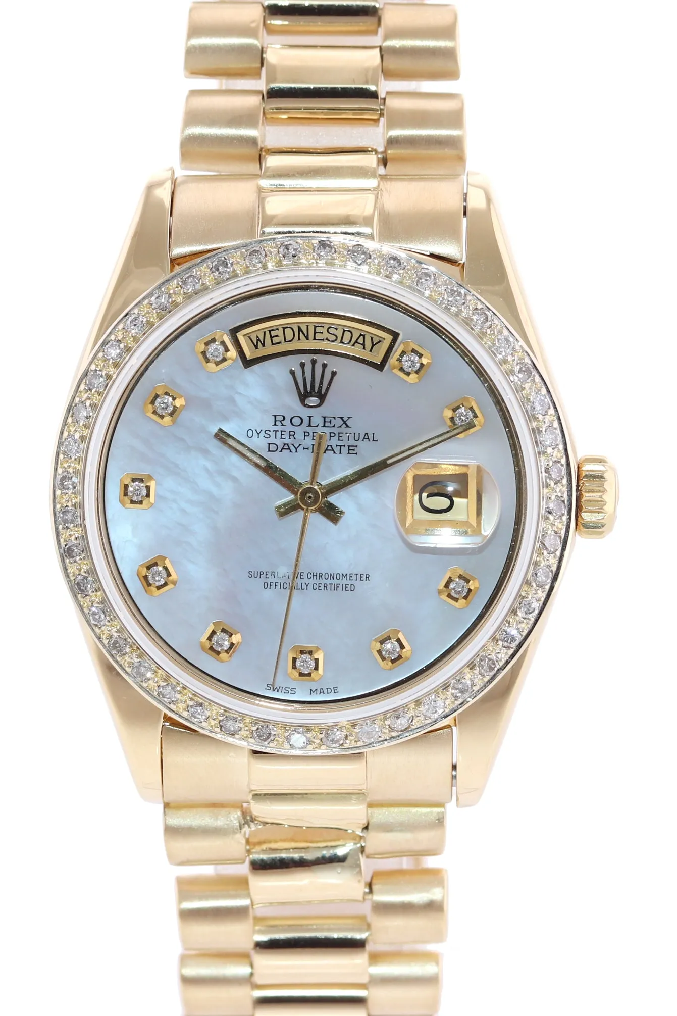 DIAMONDS Rolex Day-Date President 1803 18k Yellow Gold MOP Diamond Watch