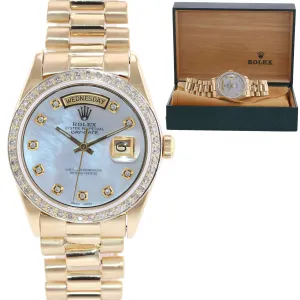 DIAMONDS Rolex Day-Date President 1803 18k Yellow Gold MOP Diamond Watch