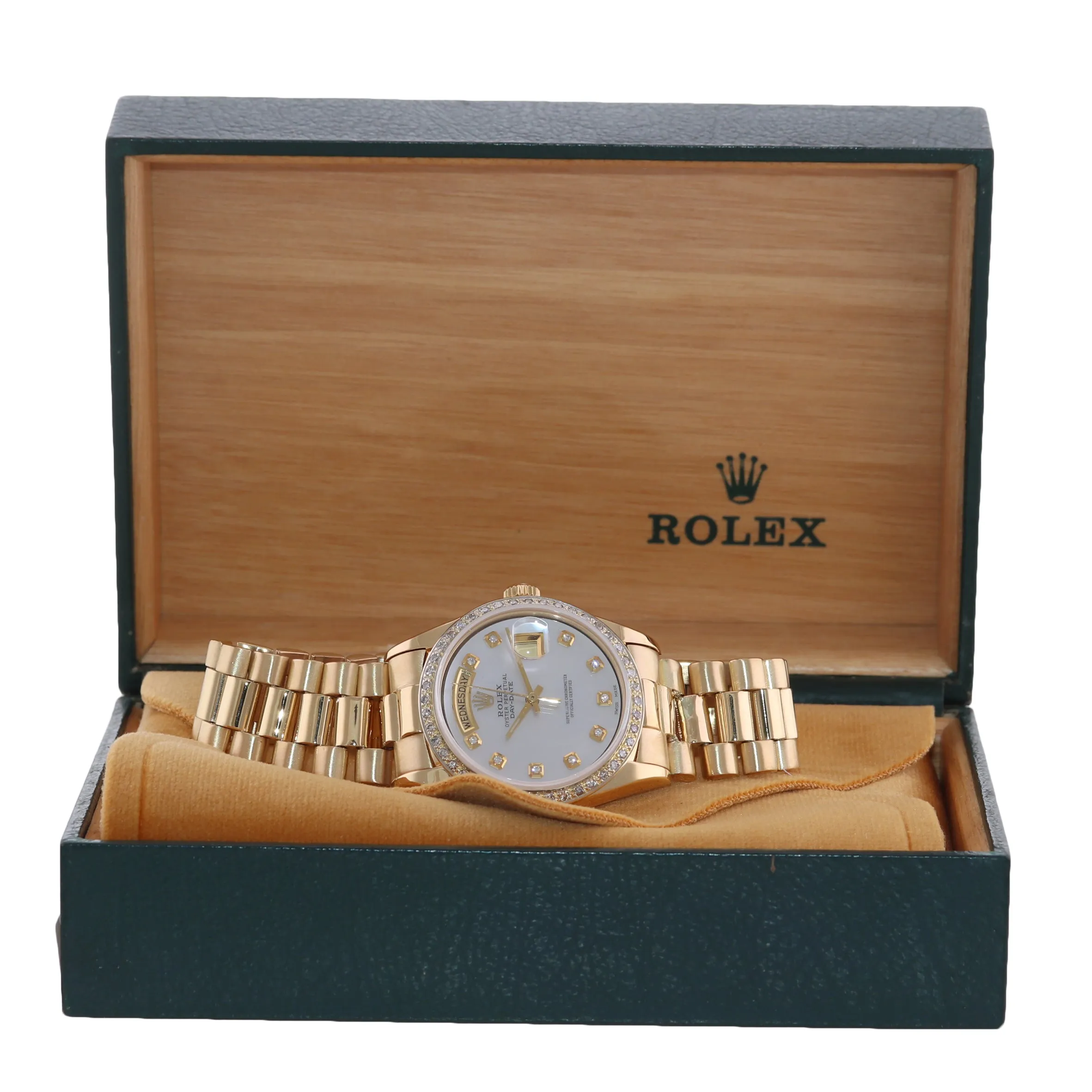 DIAMONDS Rolex Day-Date President 1803 18k Yellow Gold MOP Diamond Watch