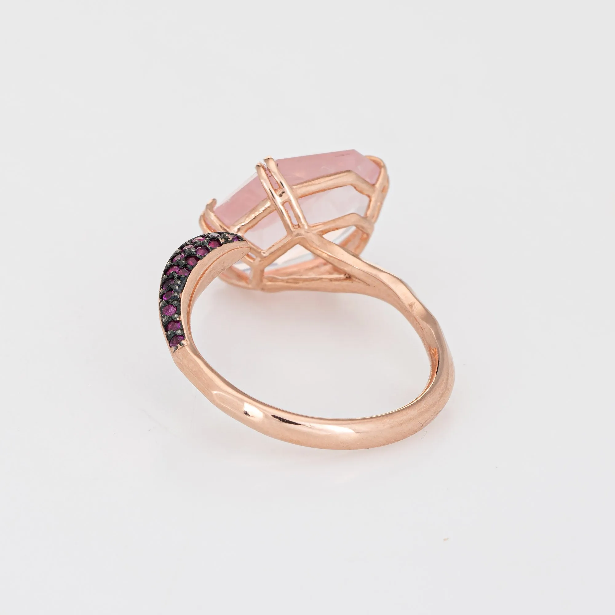 Didier Dubot Rose Quartz Ruby Ring Estate 14k Rose Gold Absract Korea Jewelry