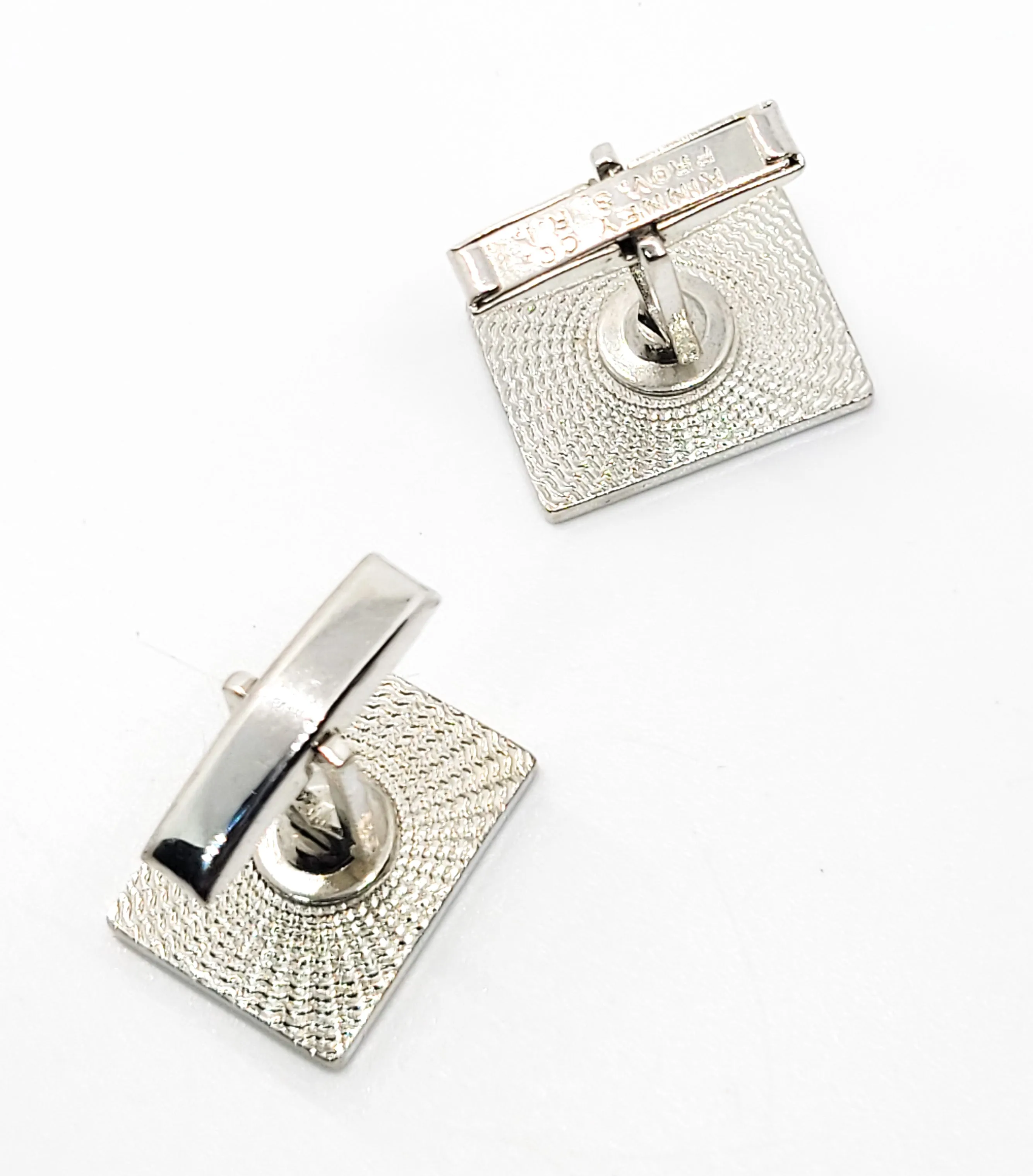 Digital circuit board black enamel and silver Kinney Co Prov 3 RI vintage cufflinks