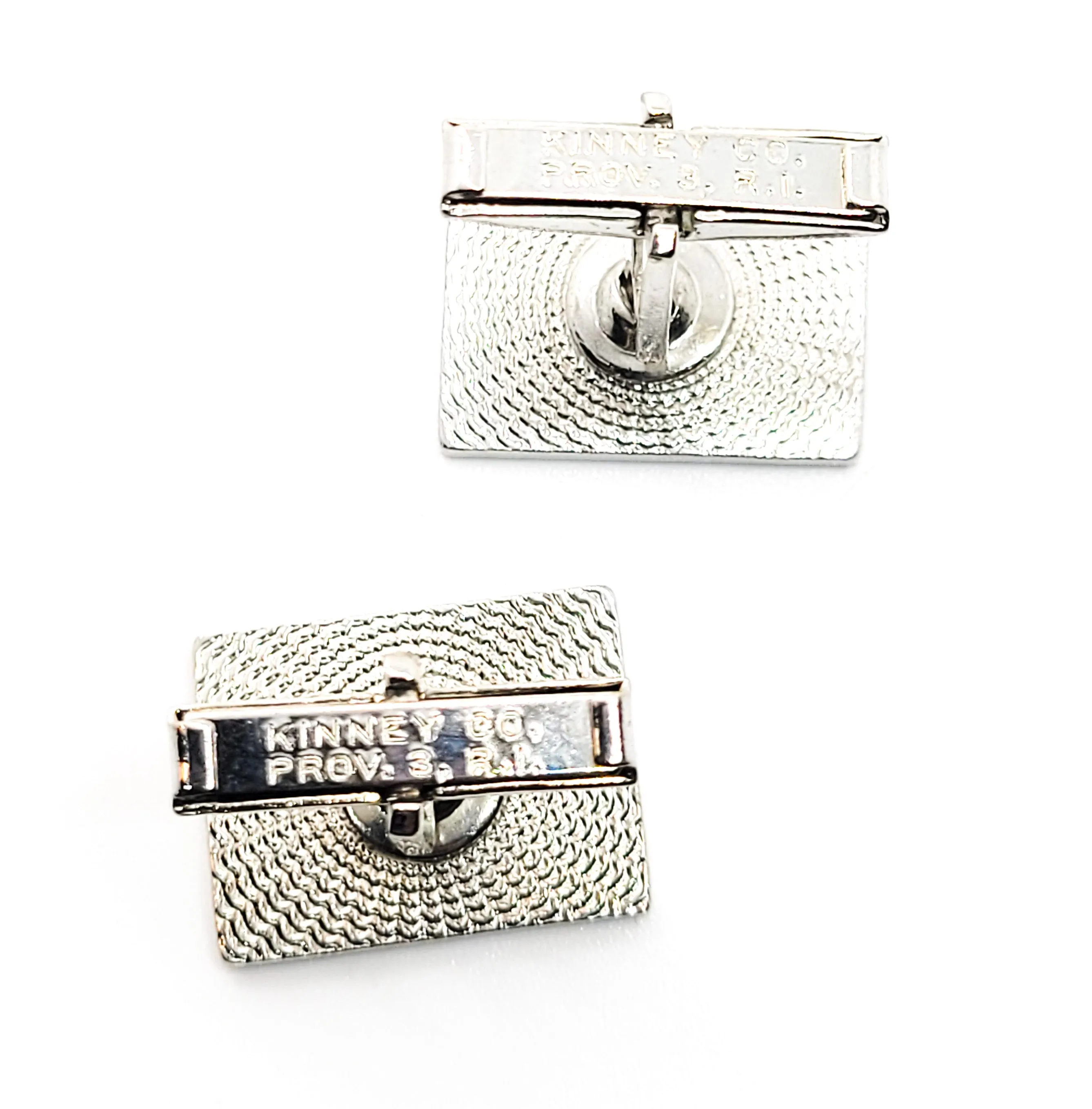 Digital circuit board black enamel and silver Kinney Co Prov 3 RI vintage cufflinks