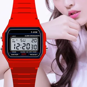 Digital Display Waterproof Round Watch  Children Electronic Watch