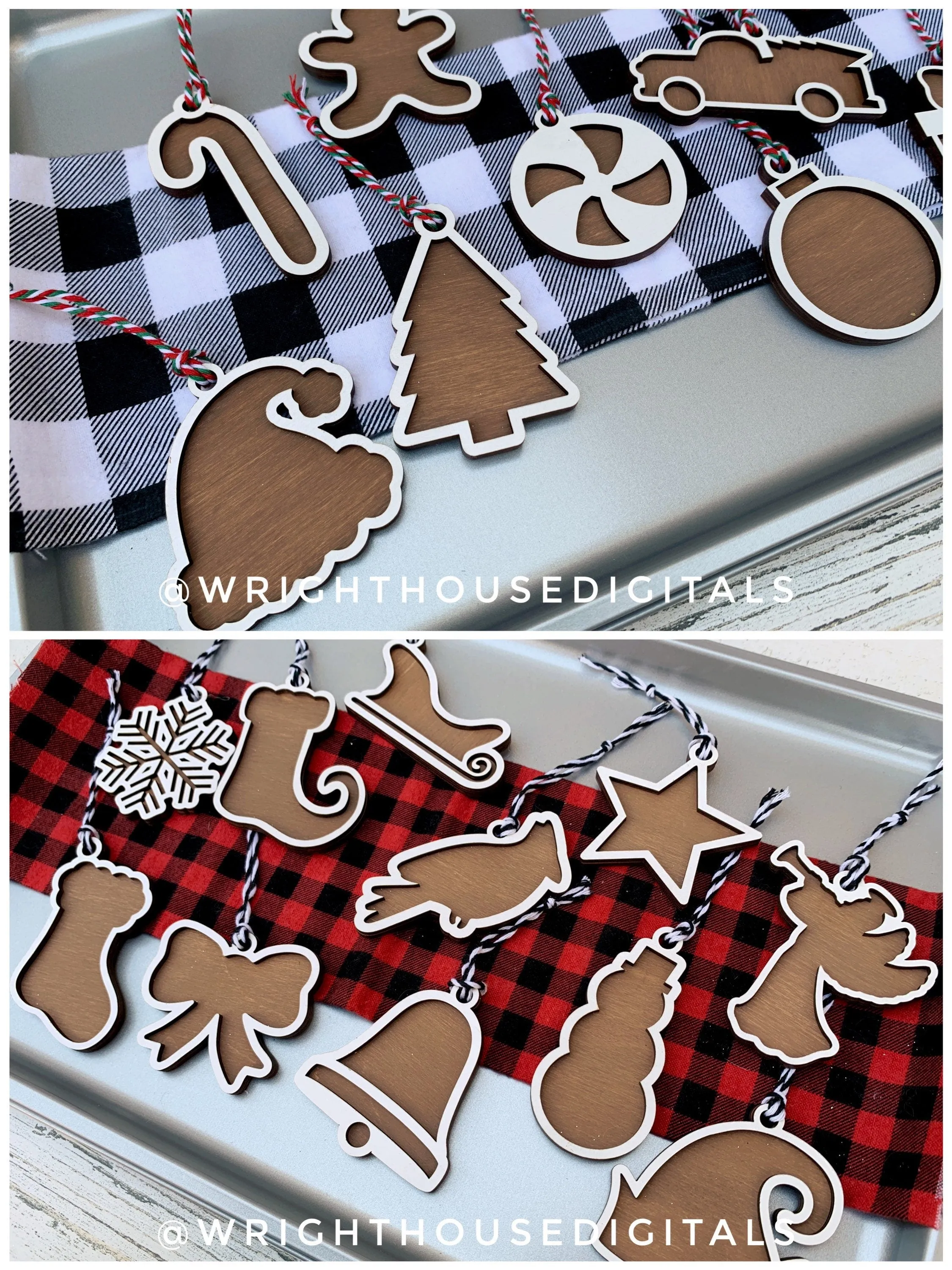 DIGITAL FILE - Christmas Cookie Ornaments - Layered - Rustic Farmhouse Style - SVG Cut File For Glowforge - Cut Files For Lasers
