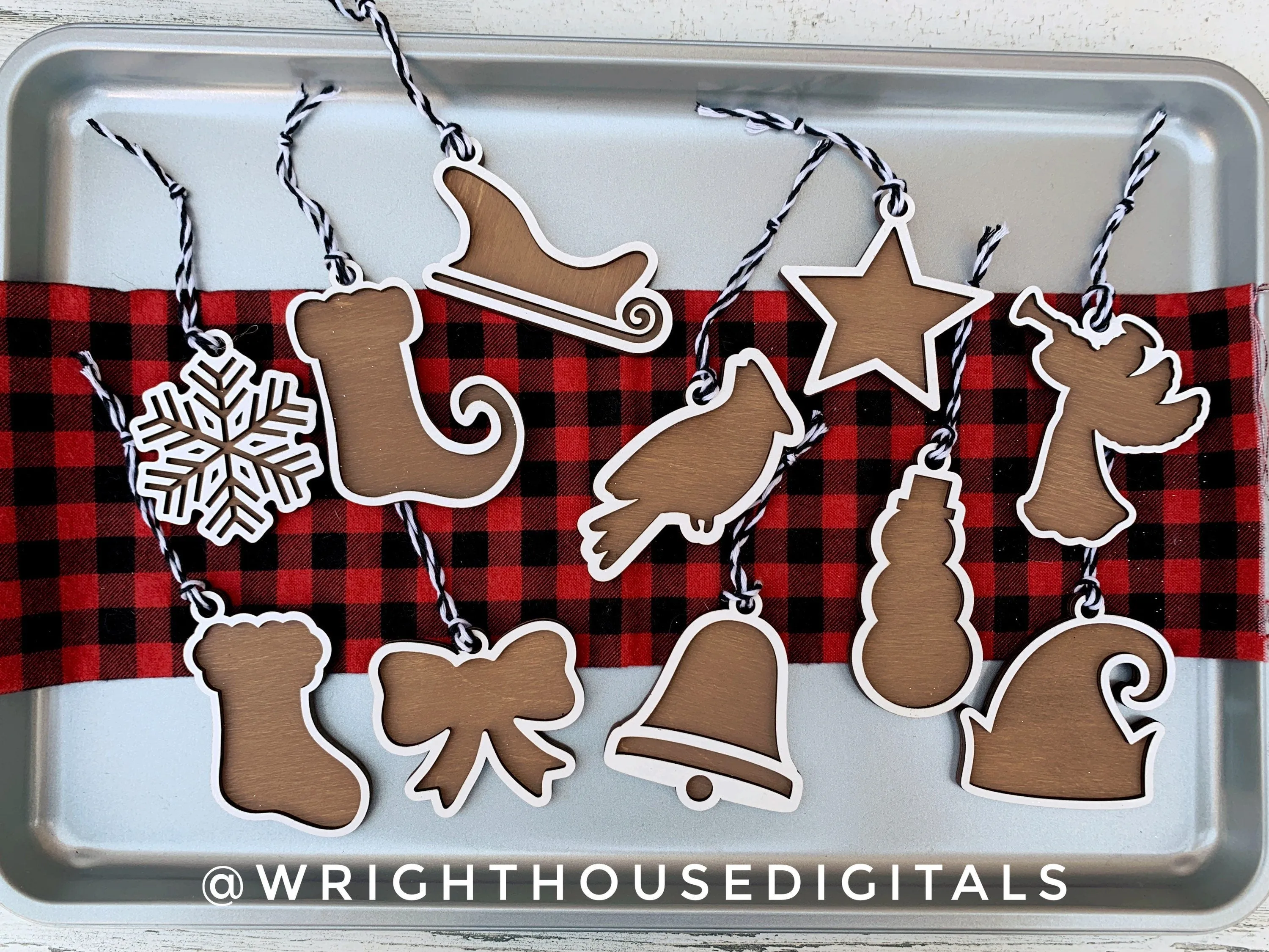DIGITAL FILE - Christmas Cookie Ornaments - Layered - Rustic Farmhouse Style - SVG Cut File For Glowforge - Cut Files For Lasers