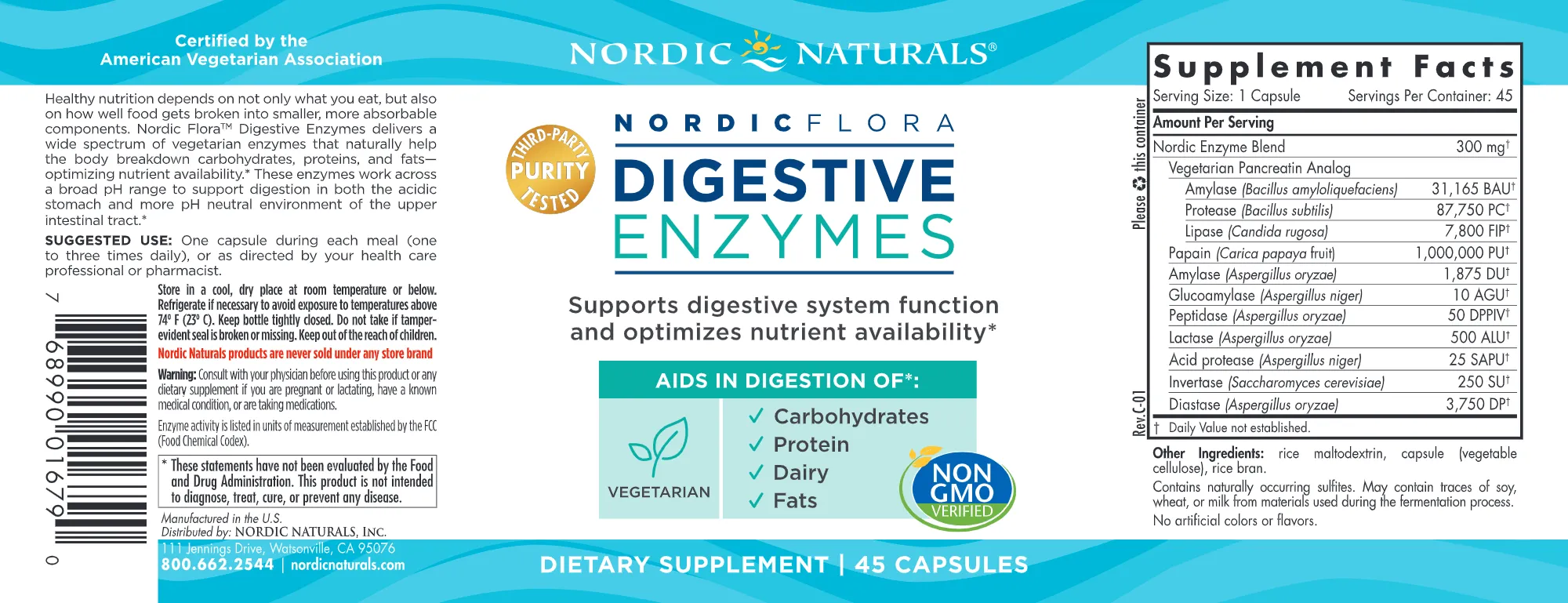 DISCONTINUED (Click for Product Substitute) - Nordic Flora Digestive Enzymes 45 Capsules