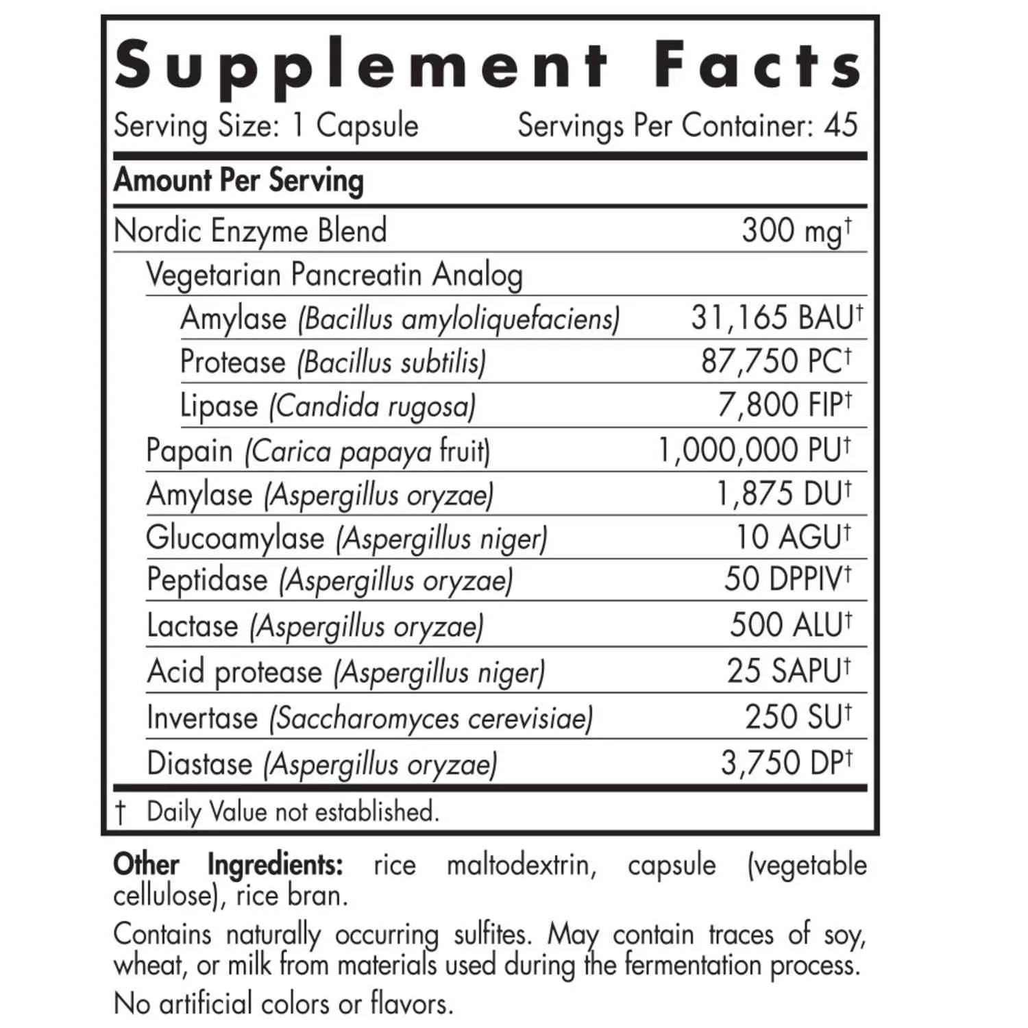 DISCONTINUED (Click for Product Substitute) - Nordic Flora Digestive Enzymes 45 Capsules