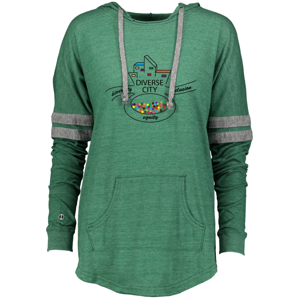 Diverse City Logo Feminine Hooded Low Key Pullover - Choose Red or Green