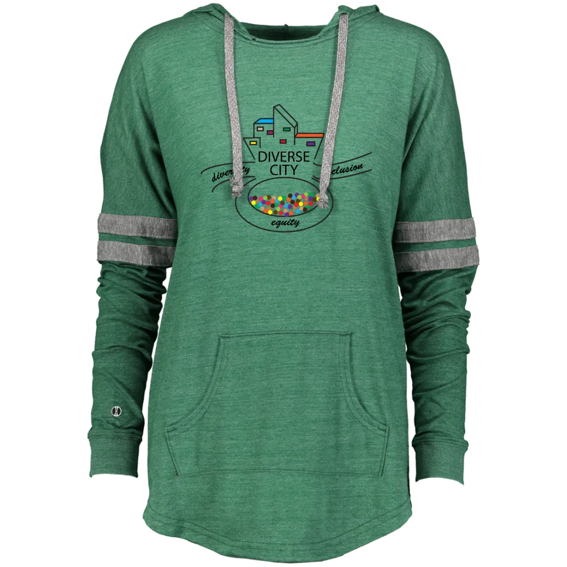 Diverse City Logo Feminine Hooded Low Key Pullover - Choose Red or Green