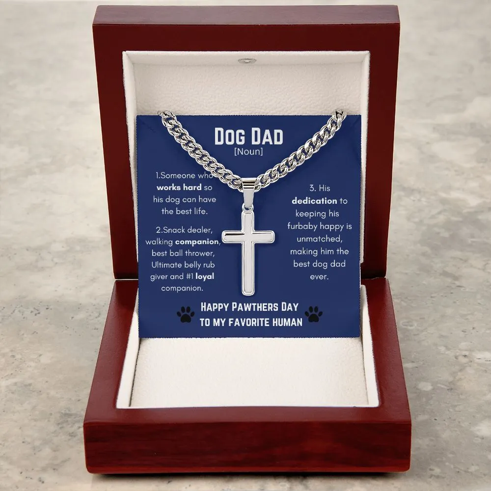 Dog Dad Cross necklace on Cuban link chain Necklace