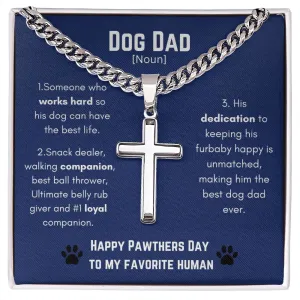 Dog Dad Cross necklace on Cuban link chain Necklace