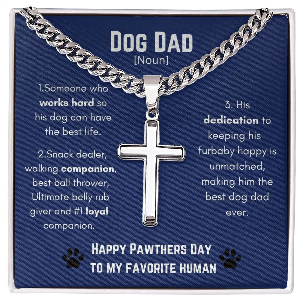 Dog Dad Cross necklace on Cuban link chain Necklace