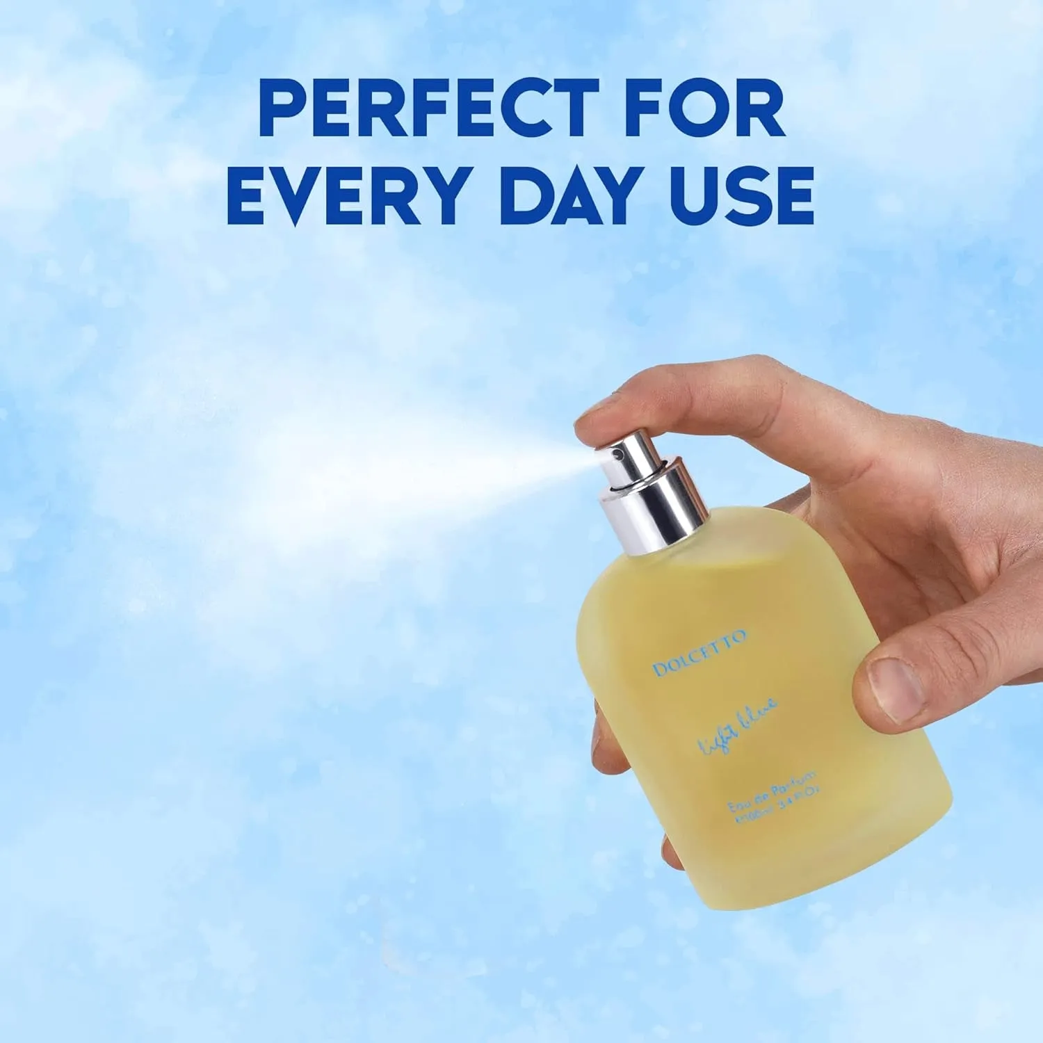 Dolcetto Light Blue Eau De Parfum for Men 3.4 Fl. Oz. 100Ml Refreshing Combination of Woody Floral & Aquatic Fragrance - Scent Lasts All Day a Gift for Any Occasion