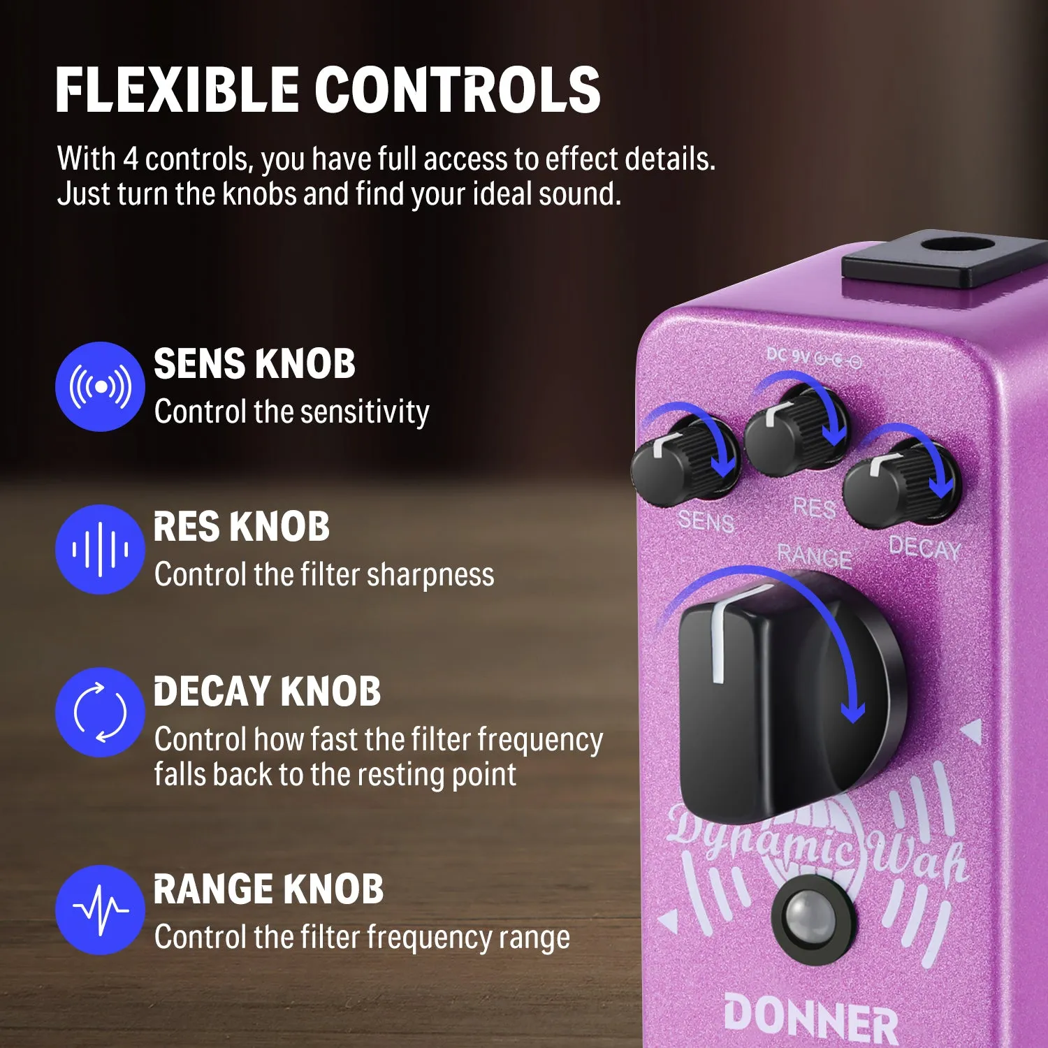 Donner Dynamic Wah-Wah Pedal Filter Effect