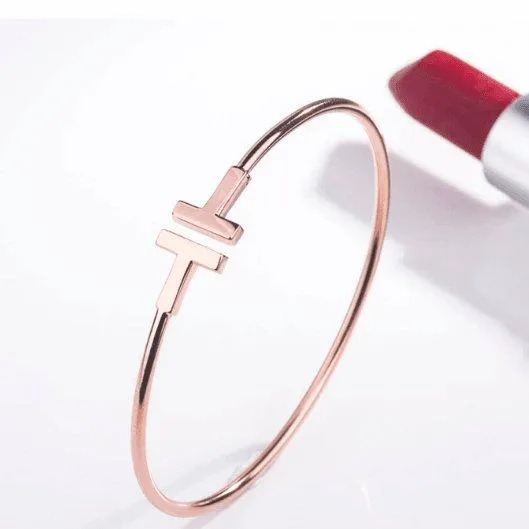 Double T Design Bangle Bracelet