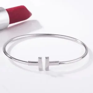Double T Design Bangle Bracelet