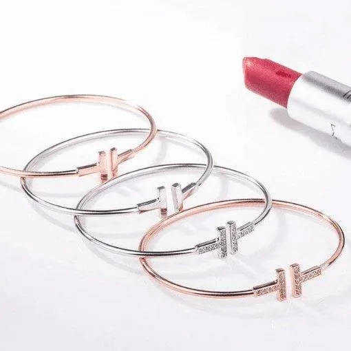 Double T Design Bangle Bracelet