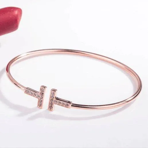 Double T Design Bangle Bracelet