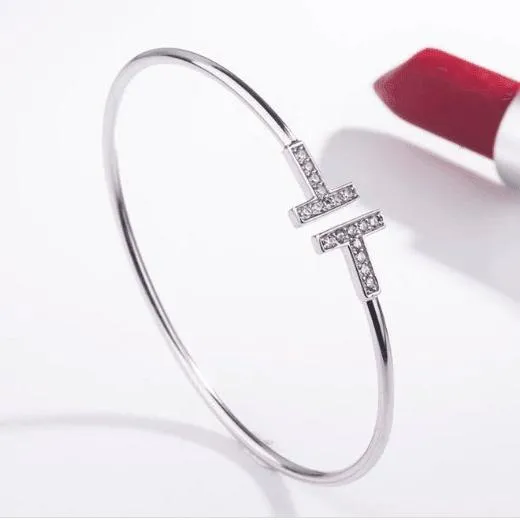Double T Design Bangle Bracelet
