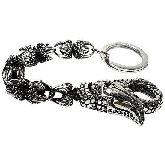 Dragon Claw Sterling Silver Biker Keychain