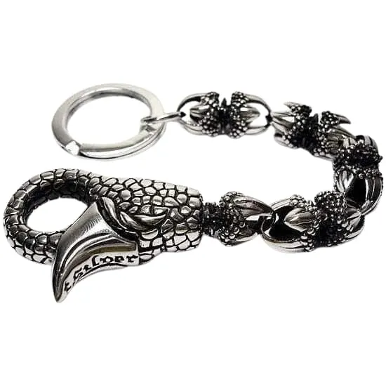 Dragon Claw Sterling Silver Biker Keychain