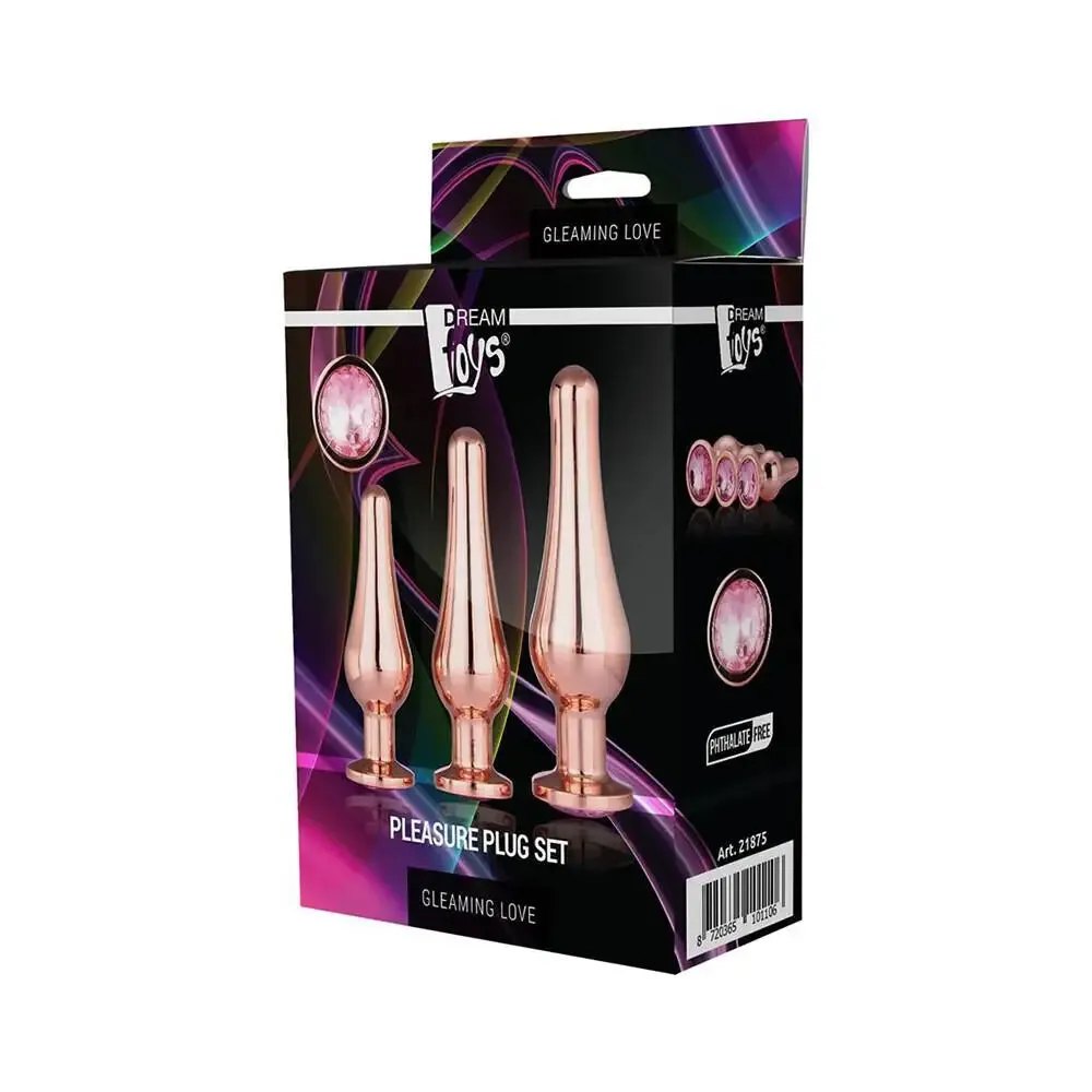 Dream Toys Stainless Steel Gold Butt Plug Set for Beginners