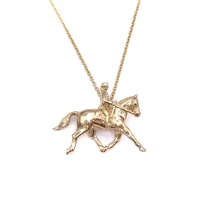 Dressage Horse Necklace, 14k Gold
