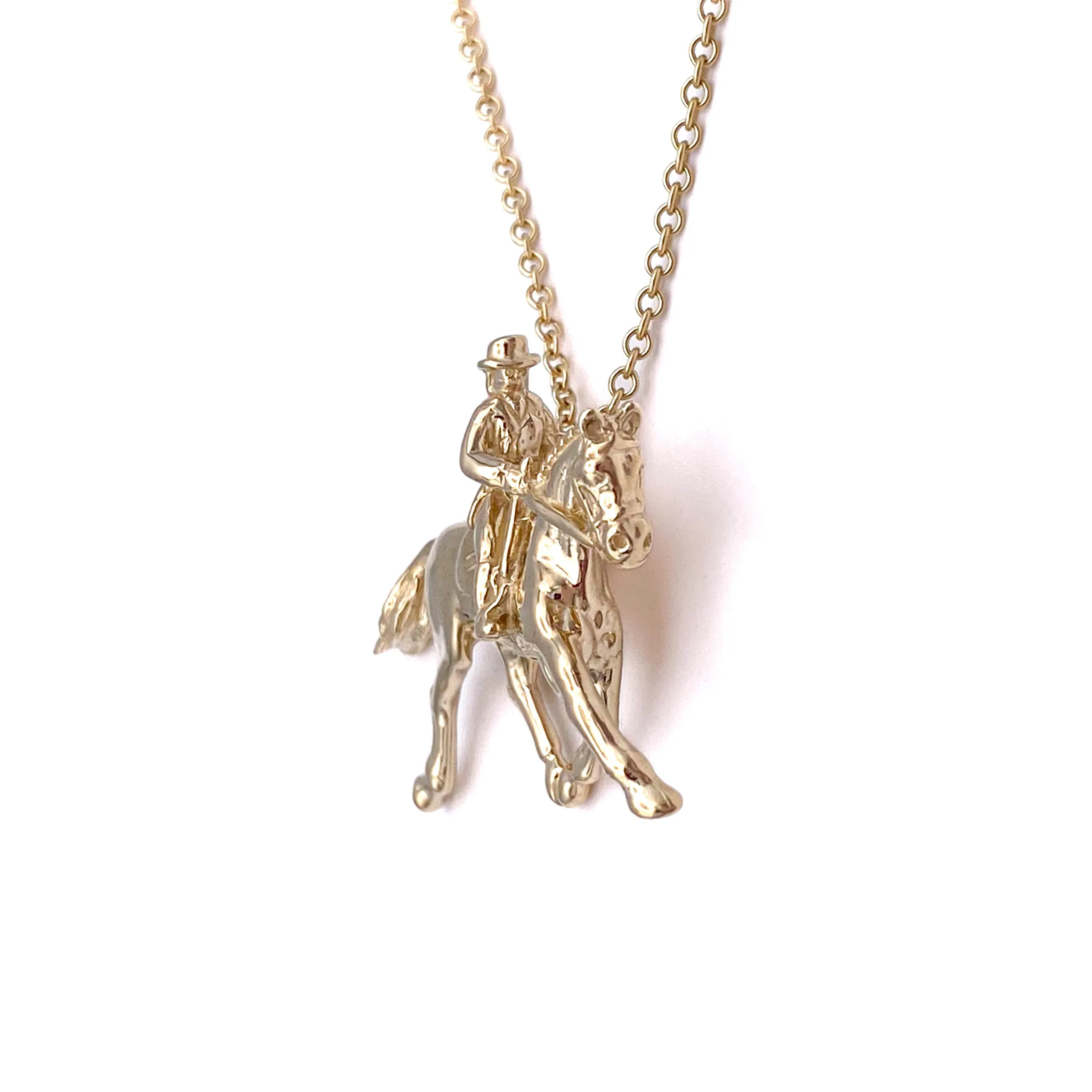 Dressage Horse Necklace, 14k Gold