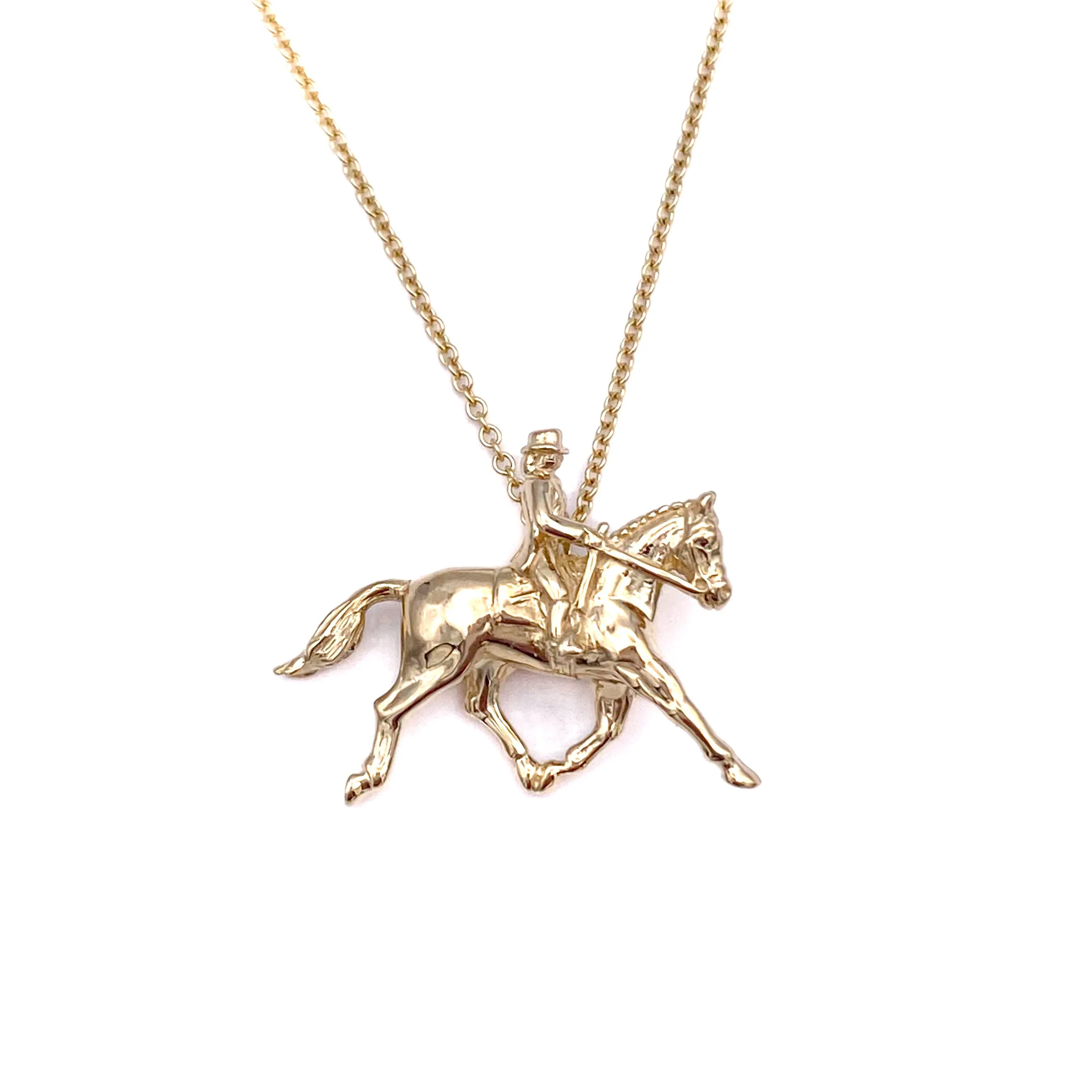 Dressage Horse Necklace, 14k Gold