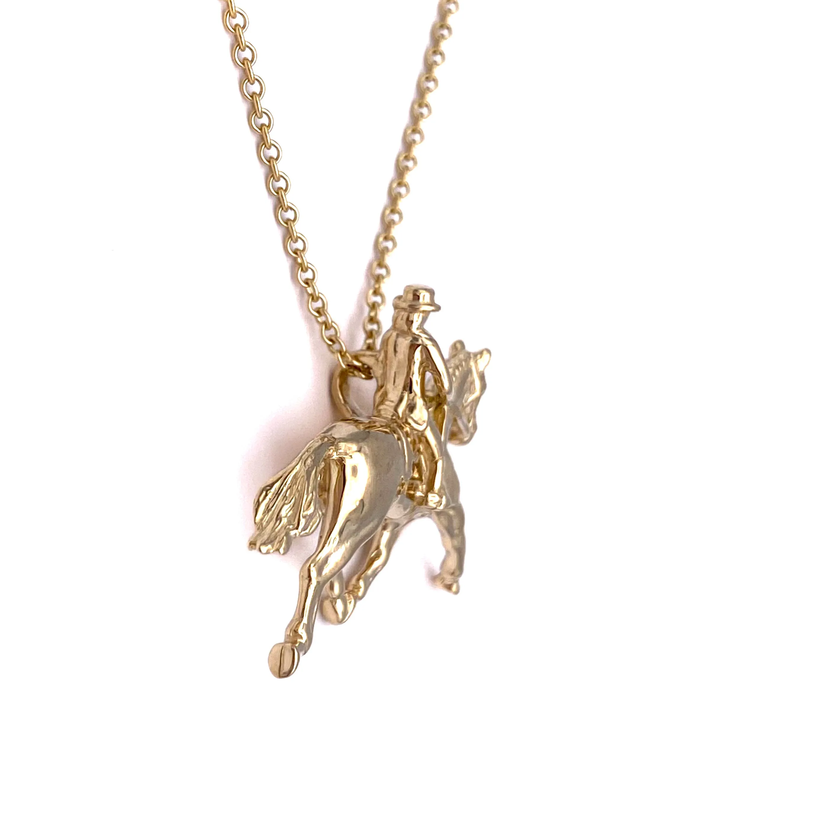 Dressage Horse Necklace, 14k Gold