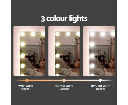 Dressing Table Set Stool 15 Led Bulbs White Darcy